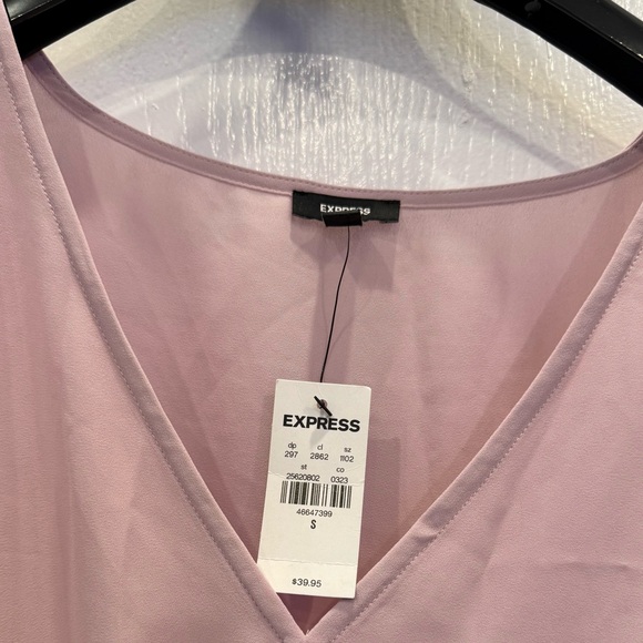 Express Pink Sleeveless V- Neck Size :S 100% Polyester Blouse . New with tags - Picture 6 of 8